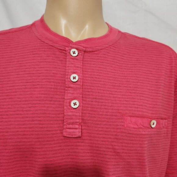 Tommy Bahama Mens Size M Schooner Stripe Henley Tee Short Sleeve Shirt Red ---5 - Picture 4 of 11